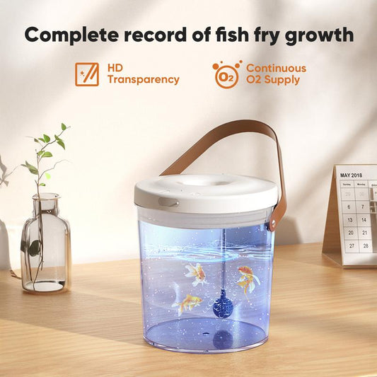 Fish Transport Container Small Fish Bucket Aquarium, 7 Lamp & Water Filter Pump Aeration 12H Power Outage O2 Supply, Touch Screen Button, for Catching and Release Critters, Beach, Pool, Lake, for Betta Gold Fish, and a Variety of Tropical Fish