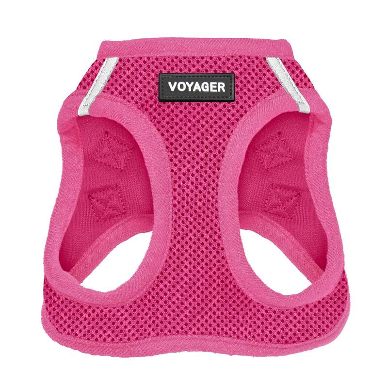 Voyager Step-In Air Dog Harness - All Weather Mesh Reflective No Pull for Small Medium Dogs Cats Secure with Hook & Loop Fastener Buckle Double D-Rings Fuchsia S