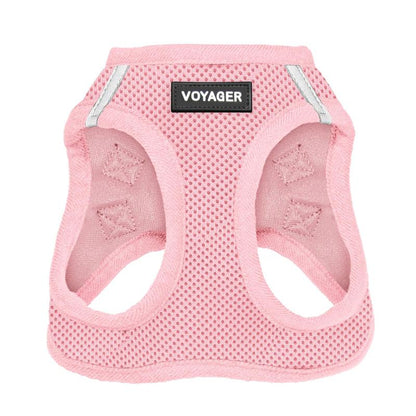 Voyager Step-In Air Dog Harness - All Weather Mesh Reflective No Pull for Small Medium Dogs Cats Secure with Hook & Loop Fastener Buckle Double D-Rings Fuchsia S