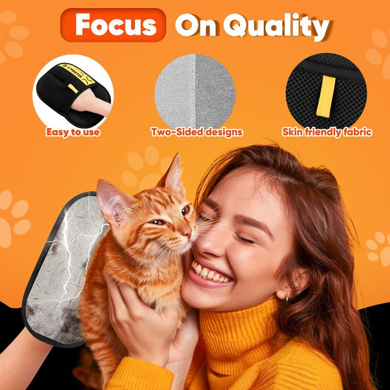 2025 Upgrade Pet Hair Remover Electrostatic Gloves, Reusable Pet Hair Removal Glove for Cats & Dogs, Premium Cat & Dog Hair Remover Mitt for Couch Furniture Carpet Car Seat