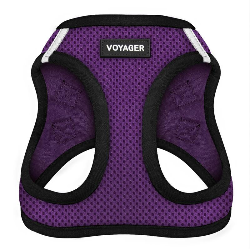 Voyager Step-In Air Dog Harness - All Weather Mesh Reflective No Pull for Small Medium Dogs Cats Secure with Hook & Loop Fastener Buckle Double D-Rings Fuchsia S