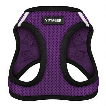 Voyager Step-In Air Dog Harness - All Weather Mesh Reflective No Pull for Small Medium Dogs Cats Secure with Hook & Loop Fastener Buckle Double D-Rings Fuchsia S