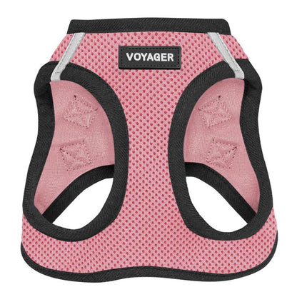 Voyager Step-In Air Dog Harness - All Weather Mesh Reflective No Pull for Small Medium Dogs Cats Secure with Hook & Loop Fastener Buckle Double D-Rings Fuchsia S